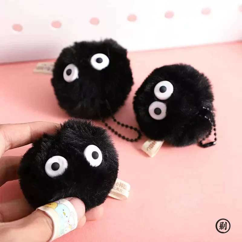 1/2/3/5/10pcs Coal Ball Figurines Keychains Accessories Cute Plush Black Coal Ball Cartoon Bag Pendants image 2