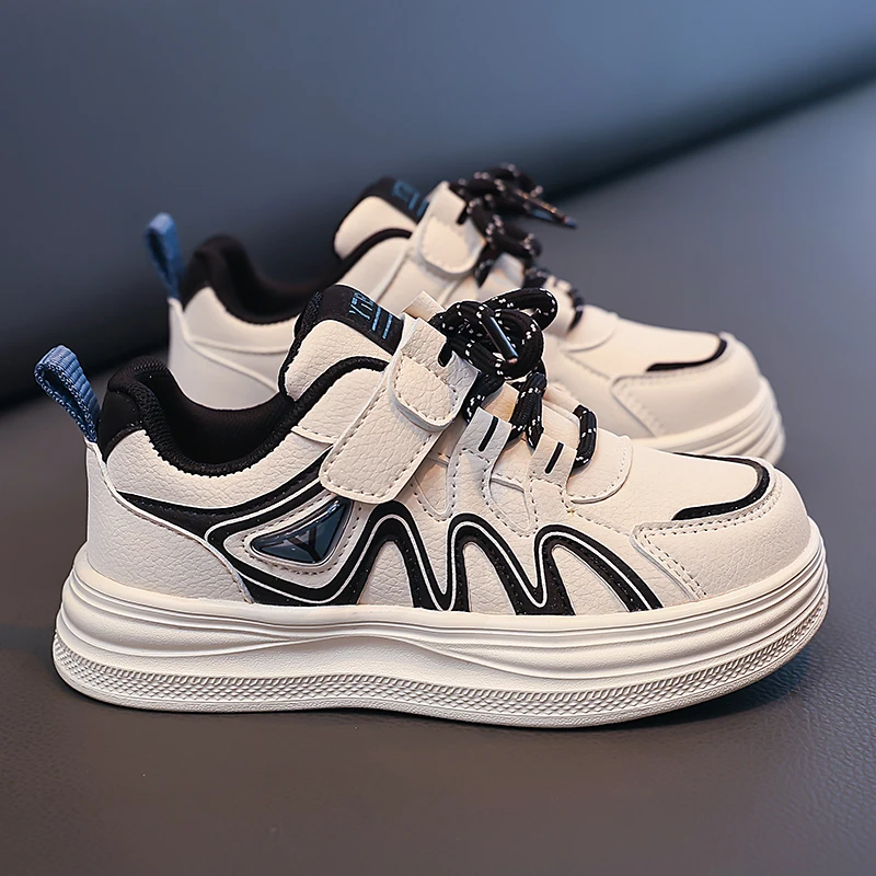 A pair of children's versatile platform sneakers, unique wave stitching, soft cushioned school footwear LR-1169