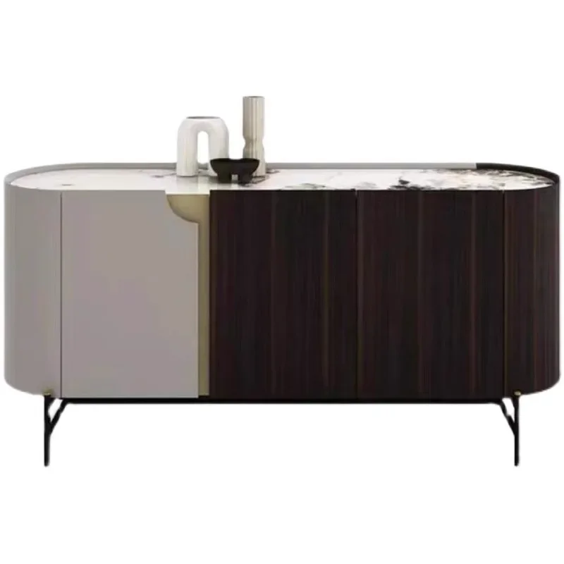 

Arc-shaped dining side cabinet entry foyer rock slab storage cabinet