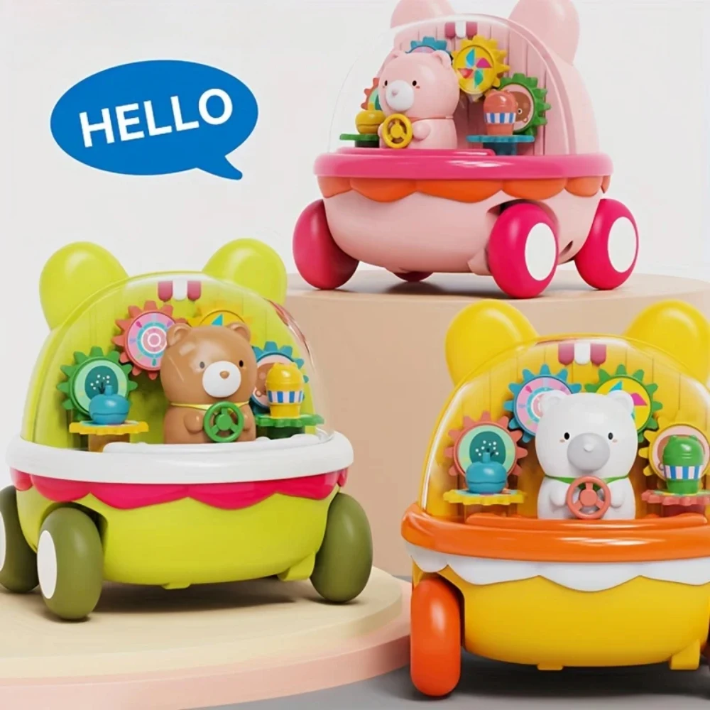 Coche de juguete de inercia de oso de dibujos animados para niños, Scooter de juego para bebés y niños pequeños, juguetes educativos divertidos de Educación Temprana, mecanismo de relojería, 1 piezas