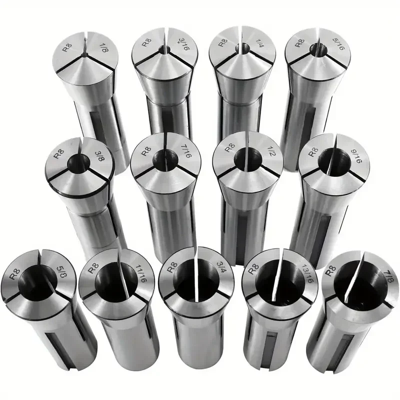 R8 Spring Collet Set for Milling Machine, Metric & British Size R8 Collet Chuck, Milling Tool Holder Clamping Spring Collet