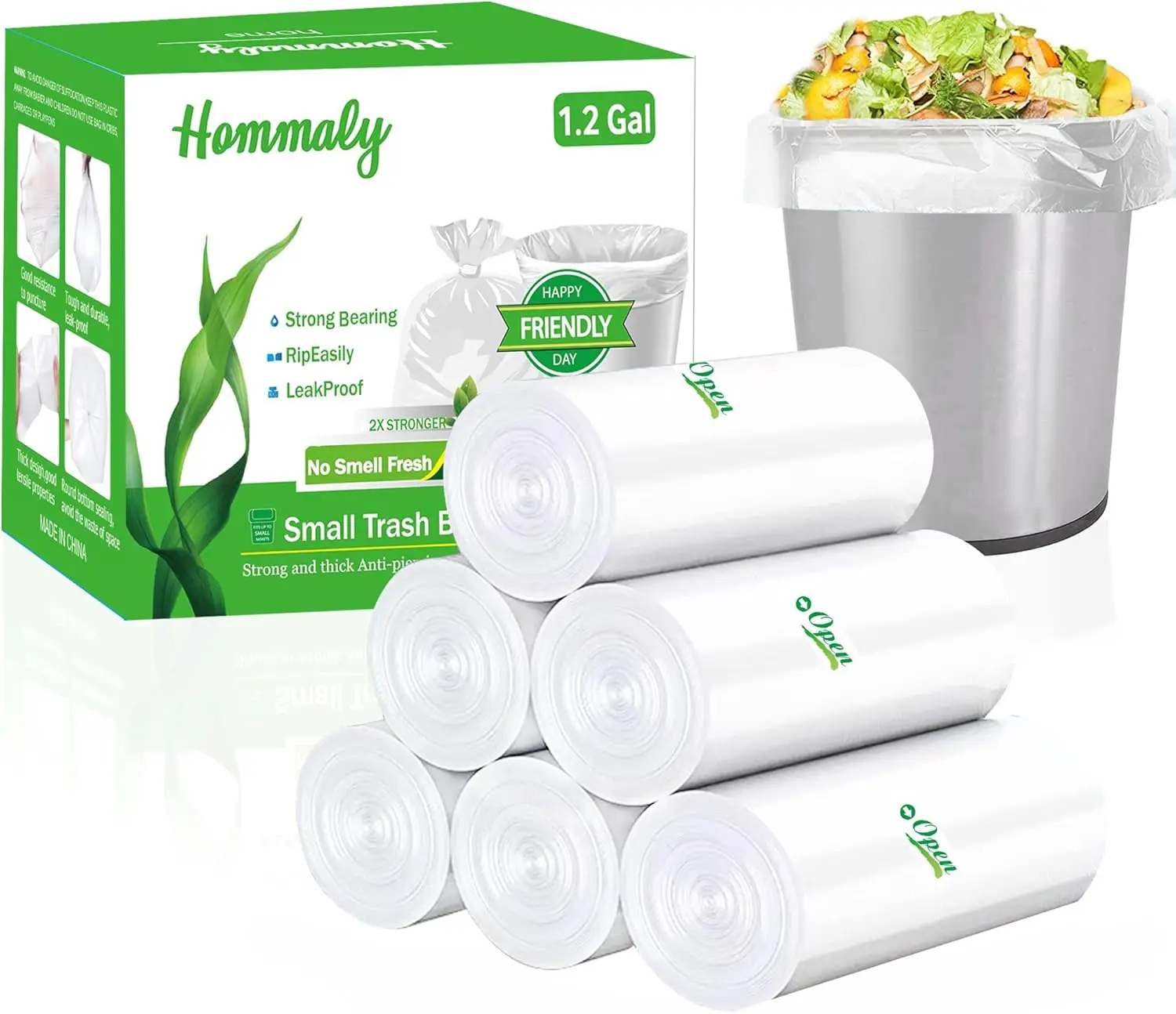 

240-Piece Clear Trash Bags, 1.2 Gallon, Leak-Proof and Puncture-Resistant for Small Waste Bins