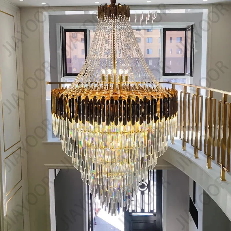 europeu oco cristal luz do teto long staircase lampada do teto hotel lobby light villa sala de estar duplex medio andar 01