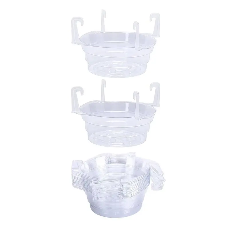 AB33-15 Pcs Hanging Plant Water Catcher-8 Inch Clear Plastics Plant Water Catcher Tray-Hanging Plant Saucers Drip Pans