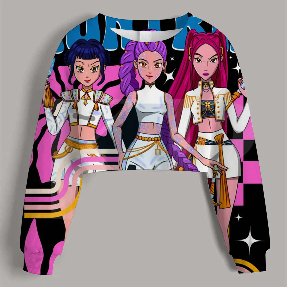 90s Y2k Huntrix هوديي مانغا للأطفال Kpop الشيطان هنتر مروحة هدية ملابس رياضية للأطفال لطيف النمر هوديي #2