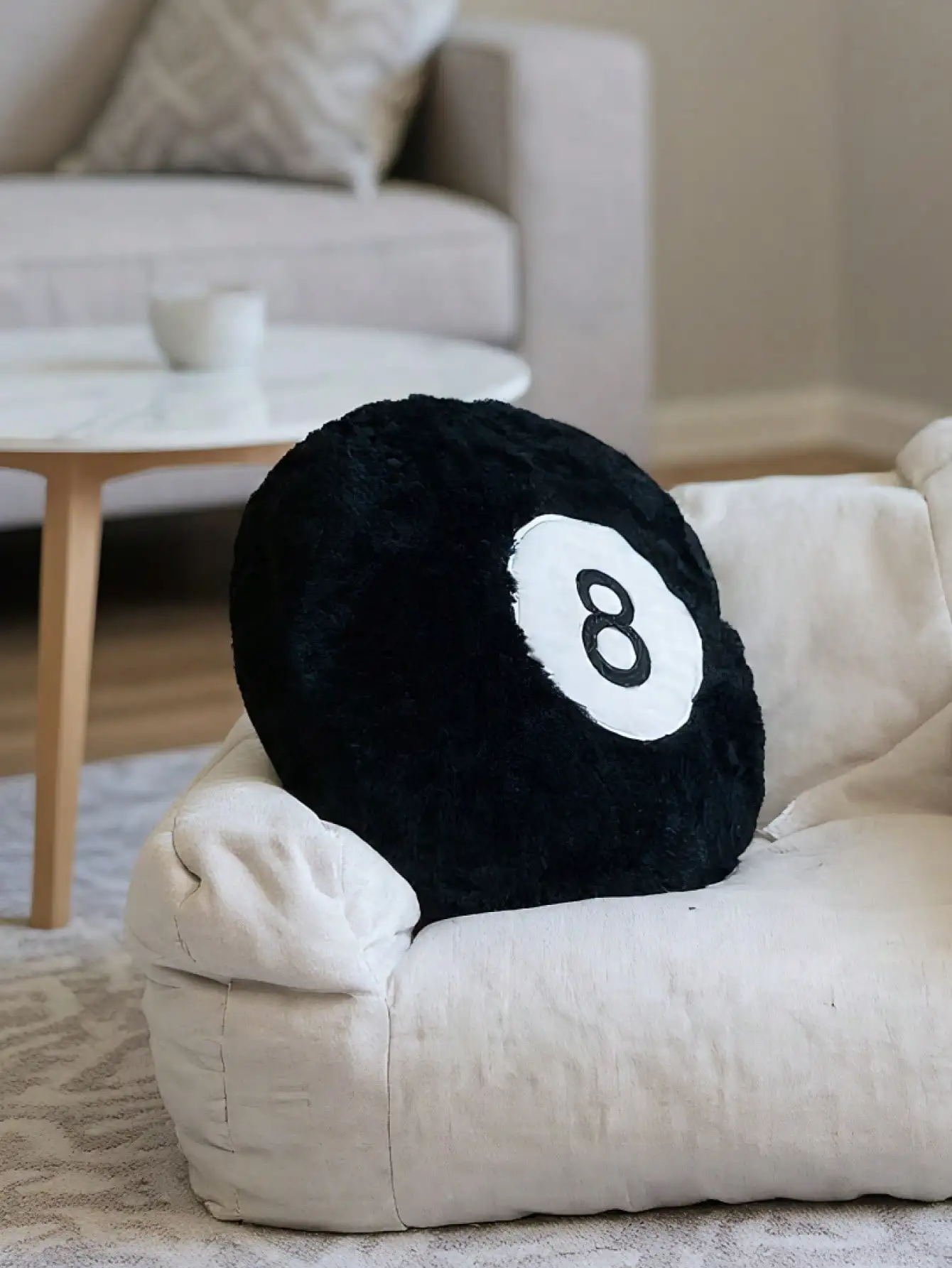 43 cm/16,93 Zoll großes schwarzes 8-Ball-Billard-Plüschkissen, weiches Kissen für Zuhause, Sofa, Bettdekoration, ideales Weihnachts- und Geburtstagsgeschenk