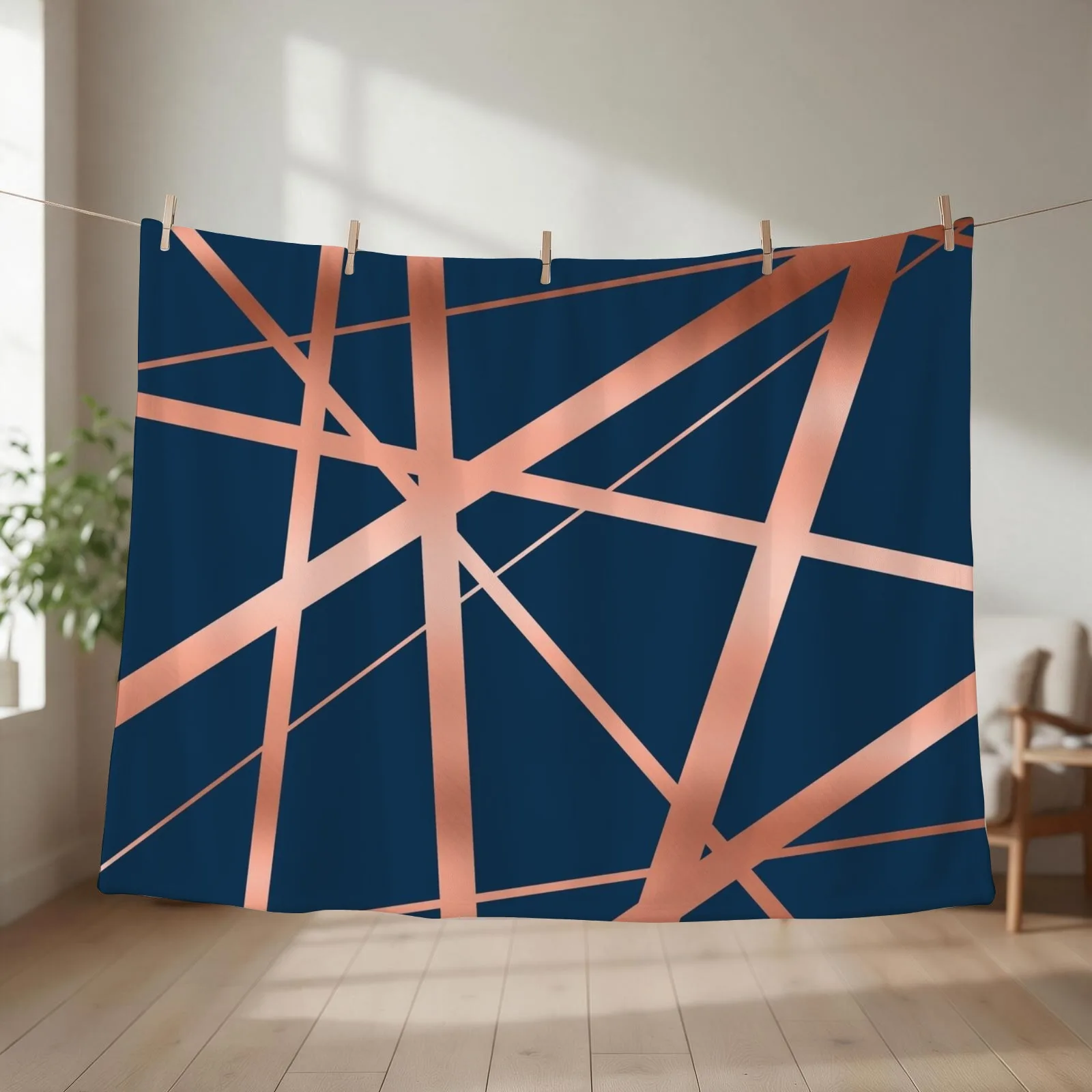 Navy Rose Gold Luxe Throw Blanket Luxury Designer Hairys Hair Baby Blankets