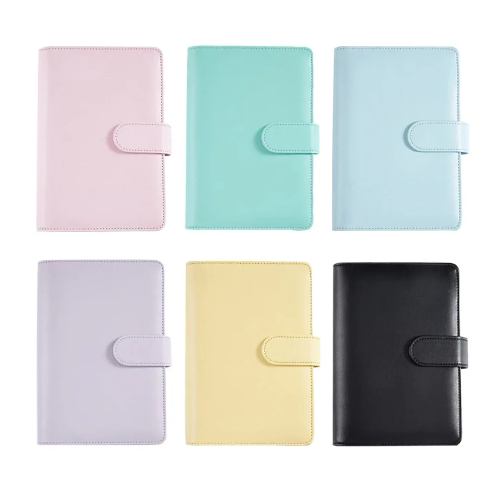 PU Leather A5/A6 Binder Notebook Cover Macaroon Color 6 Ring Binder Loose Leaf Notebook Cover with Card Slots with Pen Loop