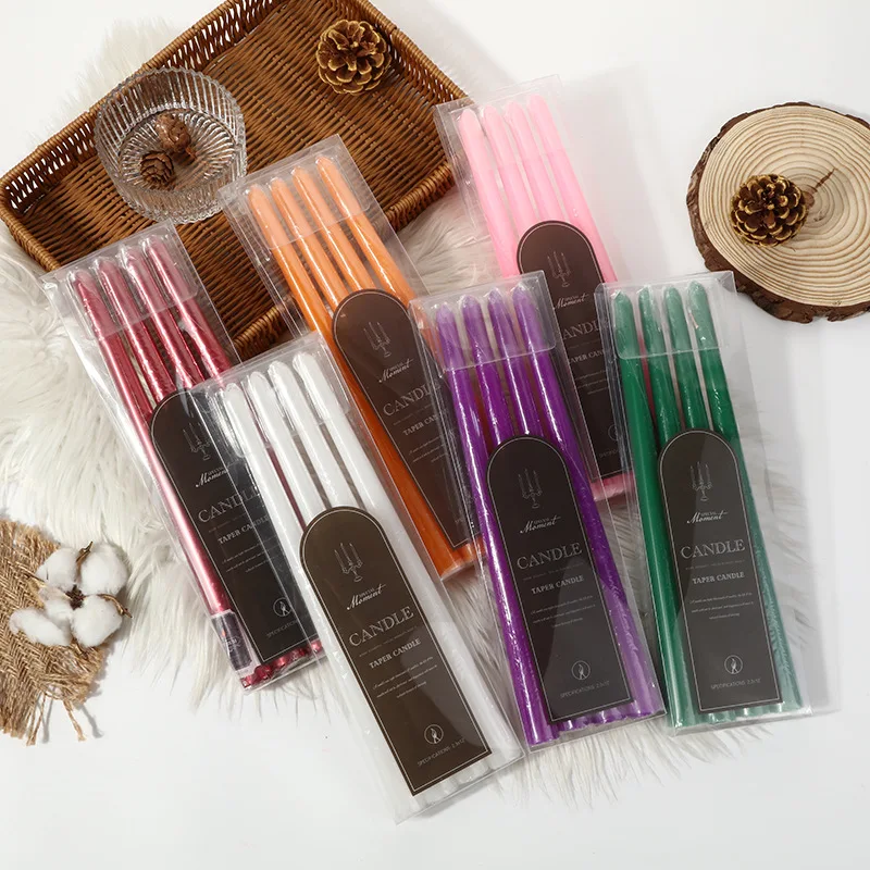 4 A Box Of 30cm Cone Wax Classic European Color Rod Wax Romantic Candlelight Dinner Wedding Smokeless Tasteless Long Rod Candle