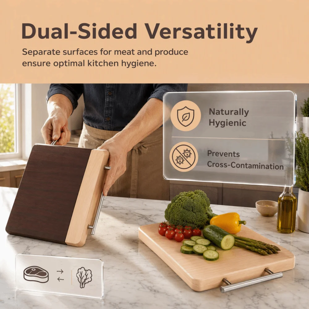 Ebony Wooden Cutting Board Antibacterial Double-sided Fruit Vegetable Chopping Board Anti Mold Cutting Board Mats Restaurant