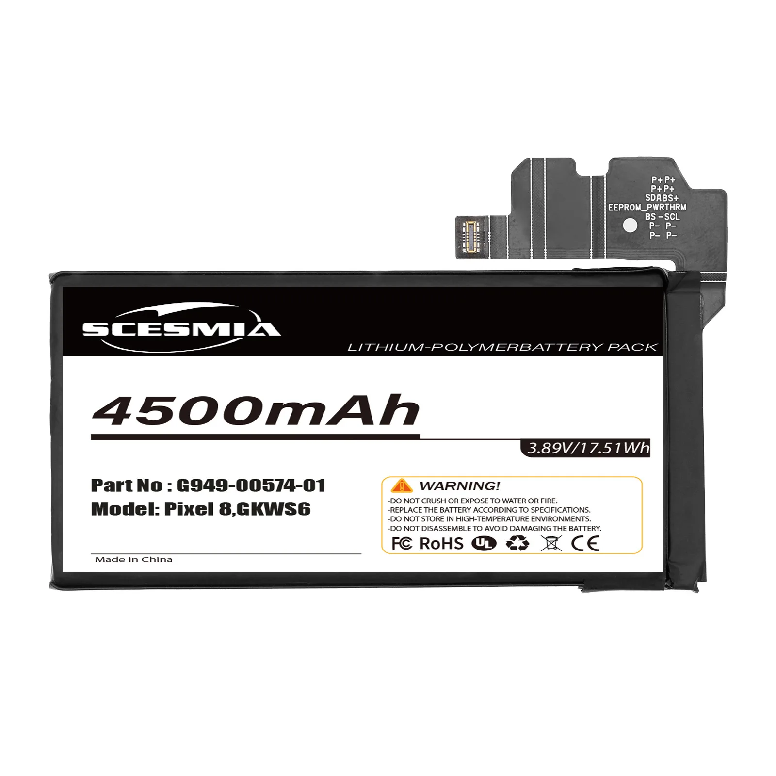 Mobile, SmartPhone Battery GS35E, G949-00574-01 for Google Pixel 8, GKWS6, G9BQD 3.89V 4500mAh