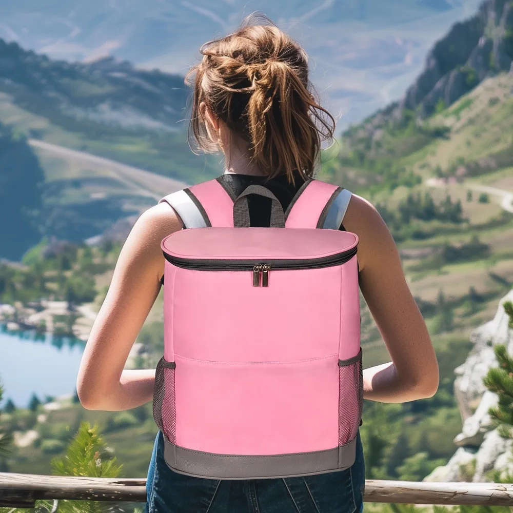 15L Portable Thermal Lunch Bag Food Box Durable Waterproof Cooler Ice Insulated Case Camping Oxford Dinner Backpacks Candy Color