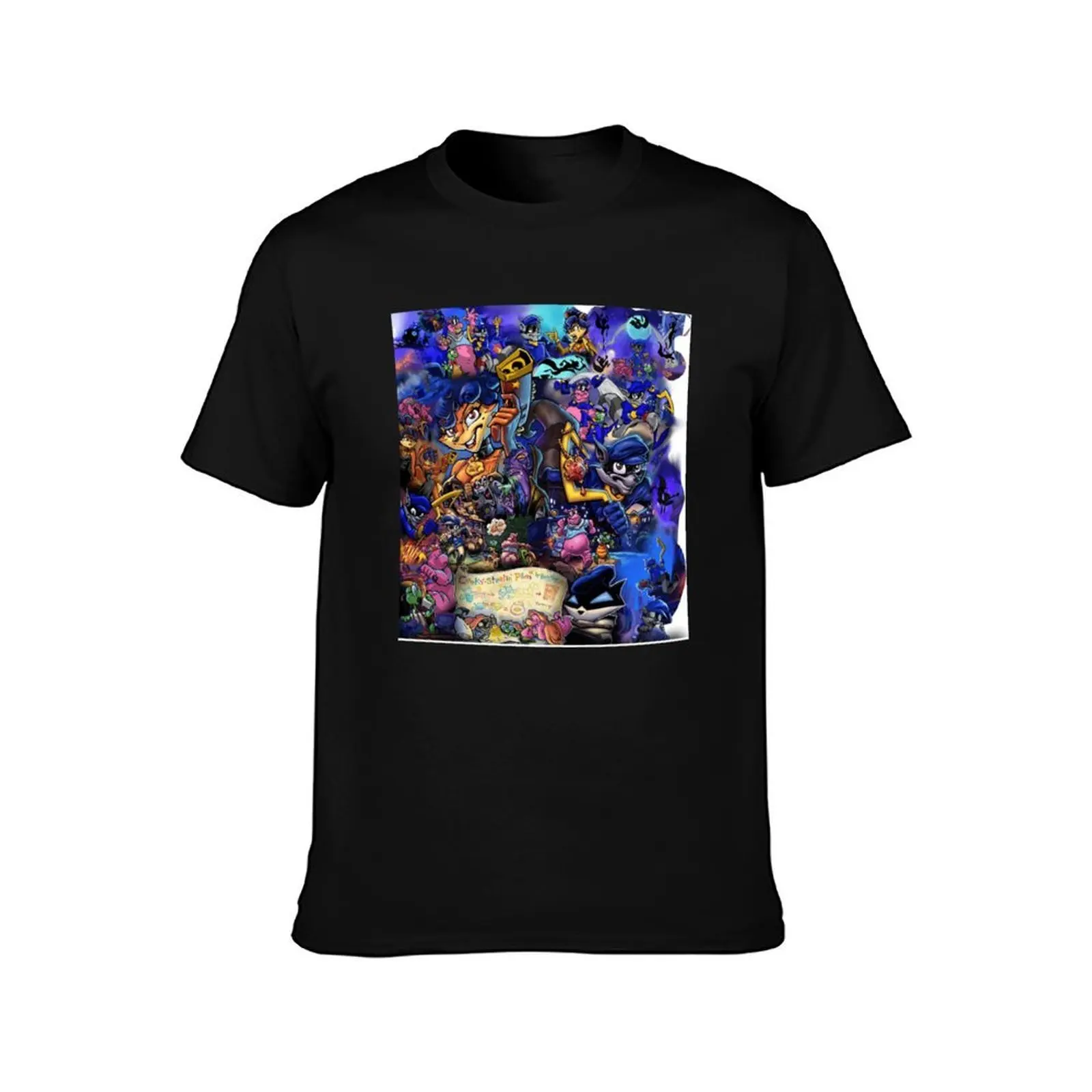 Comic Collage Sly Cooper Chiffon Top T-Shirt Street Style Casual Tee Shirt