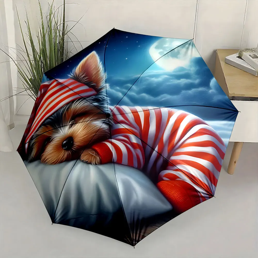 1PC Adorable Puppy Design Umbrella for Cozy Rainy Days Print 8 Iron Ribs Folding Umbrella Auto-Open Fashion Sunshade