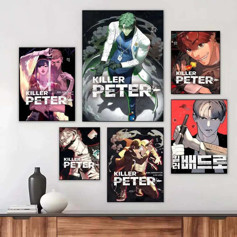 Killer Peter Manhwa Dark Action Poster Modern Aesthetic Wall Art Print Minimalist Bedroom Living Room Home Decor Gift