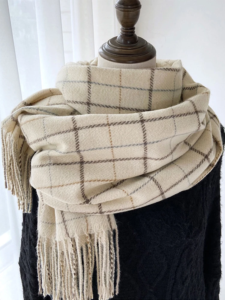 Imitation Cashmere Classic Vintage Scarfs Headscarf Winter Women Ladies Men Preppy Plaid Scarves Pashmina Mujer Male Wrap Shawl