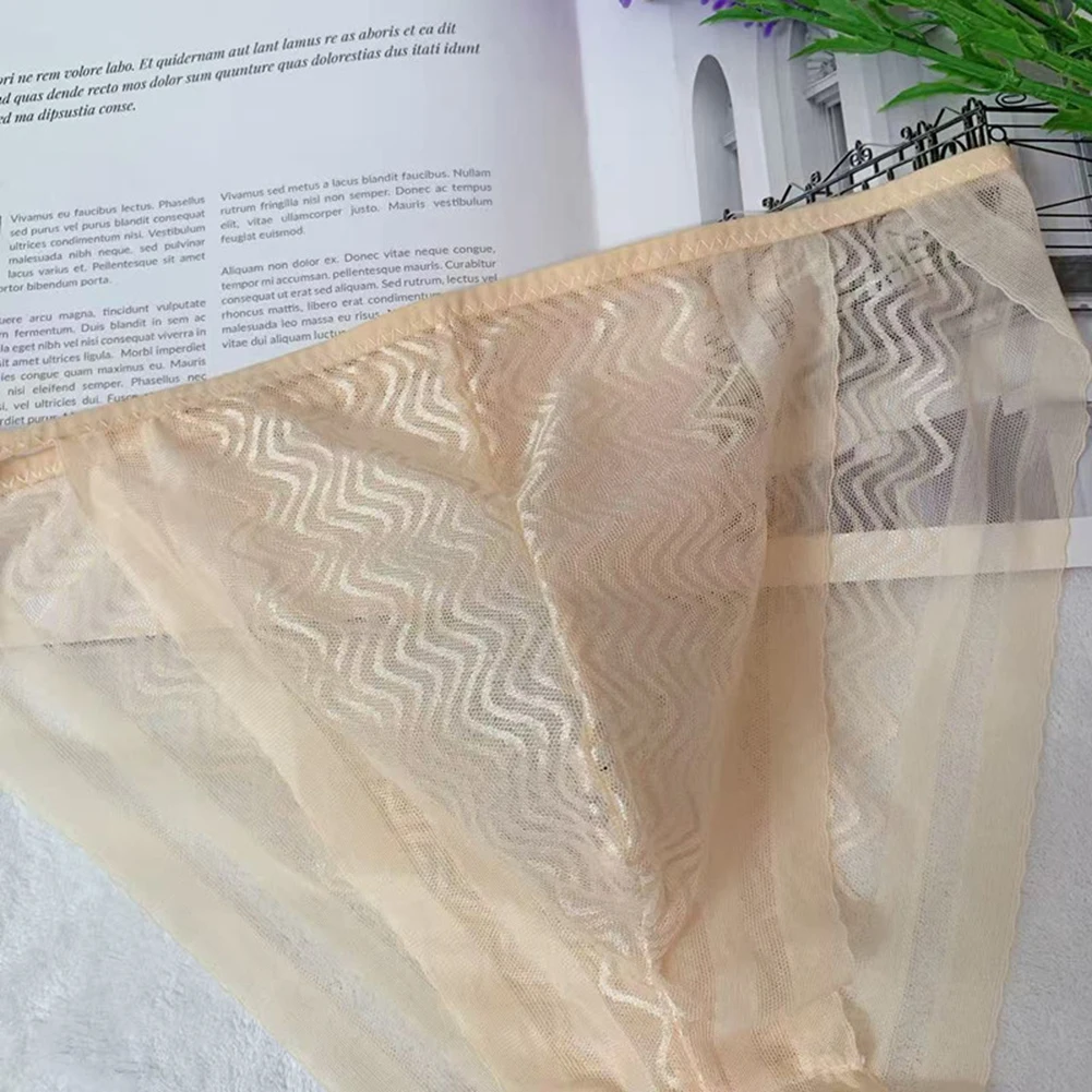 

Fashion Men Water Ripples Pattern Briefs Underwear Breathable Sheer Low Rise Quick Drying Seamless Panties