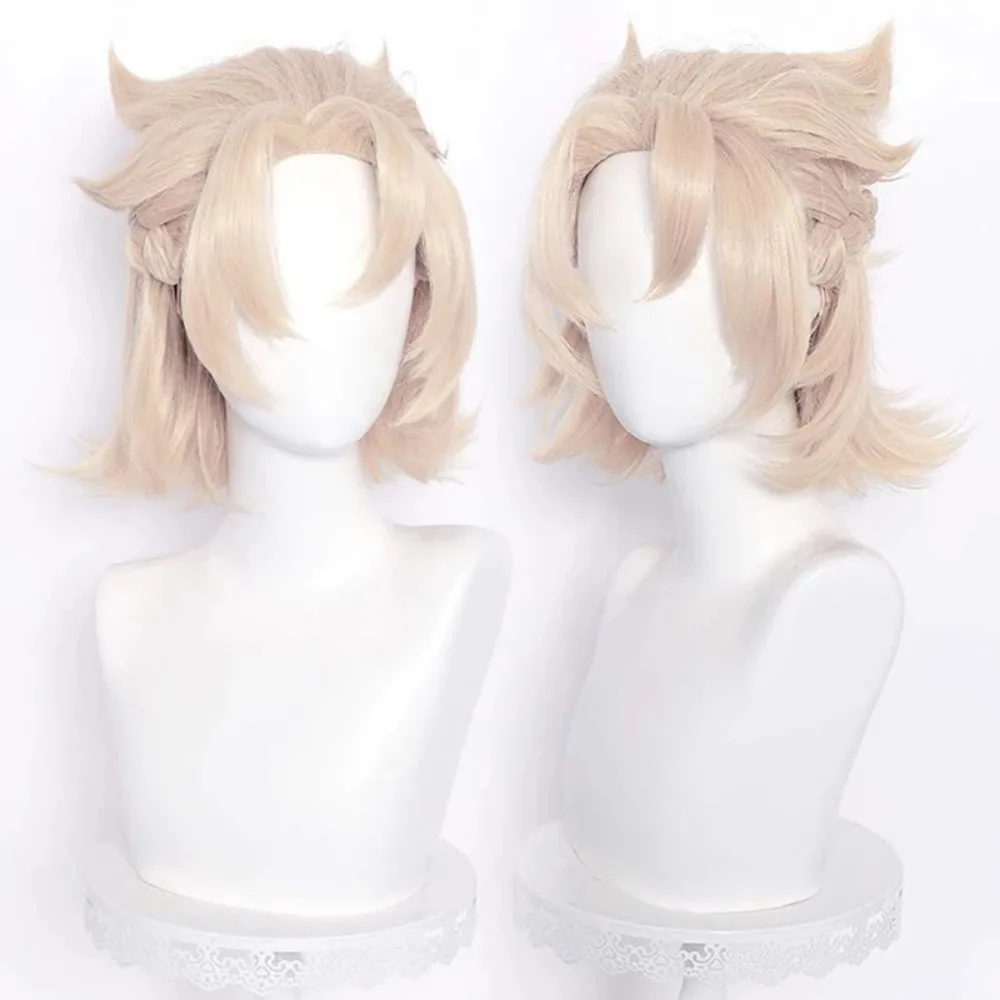 

Game Genshin Albedo Character Short Hair Party Match Braided Hair Half Zha Modeling Wig Impact Son of Cretaceous Role Wig