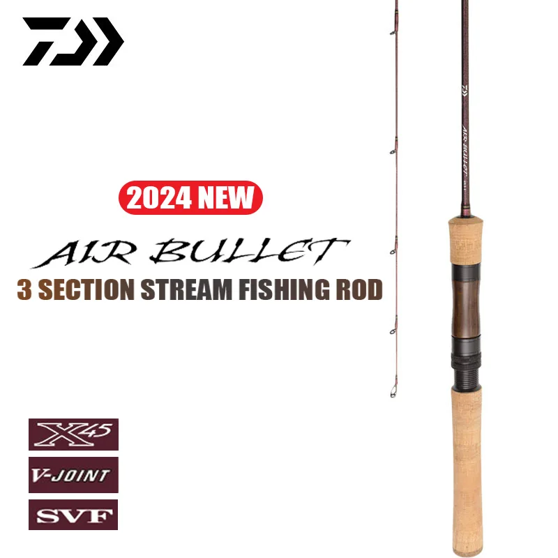 DAIWA AIR BULLET 2024 New 3 Section Stream Spinning/Casting Rod Max Lure 9g Fuji Ring AGS X45 Portable Carbon Fiber Fishing Rod