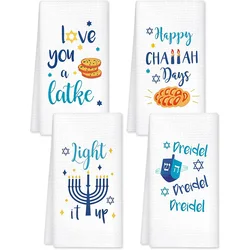 Hanukkah kitchen Tea Dish Towel Happy Chanukah Jewish Holiday Festival Home decoration Mom Hostess Housewarming Gift Present