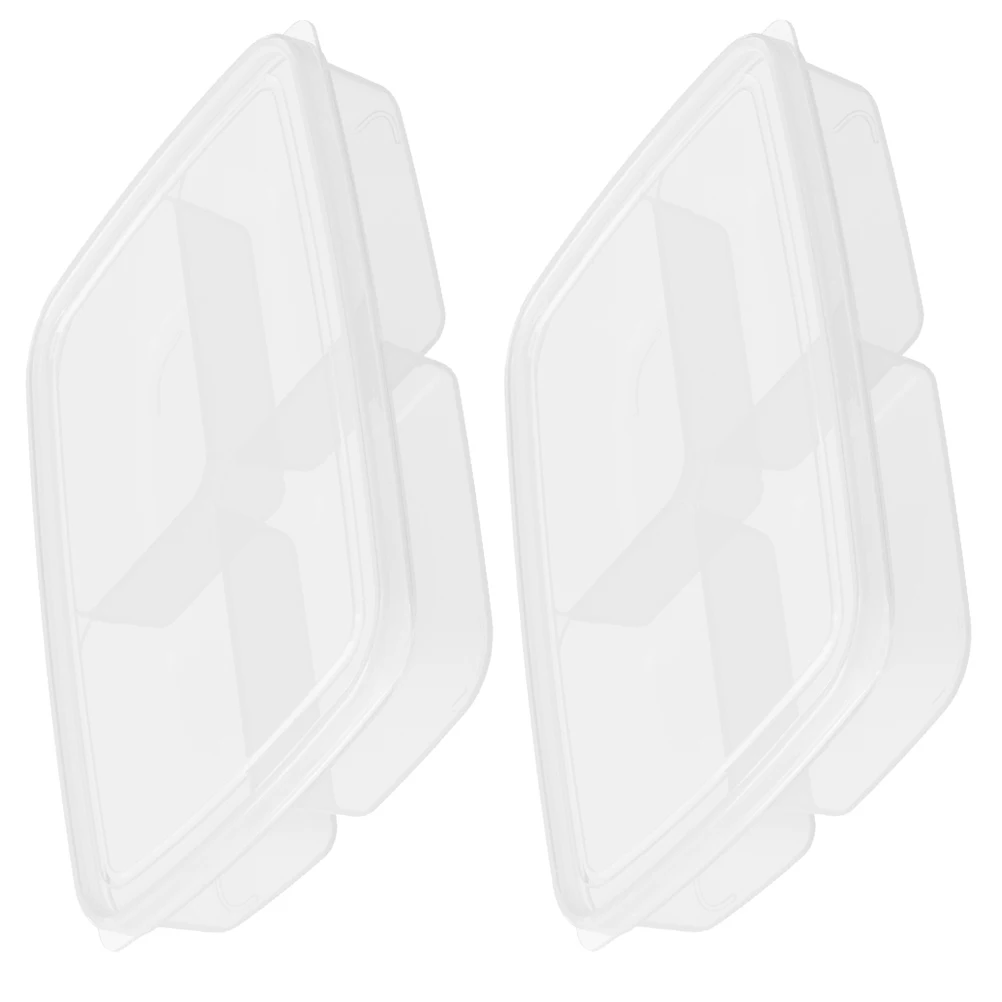 

2pcs Fridge Storage Container 4-Compartment Plastic Organizer Refrigerator Food Box For Snacks Stackable Reusable Food