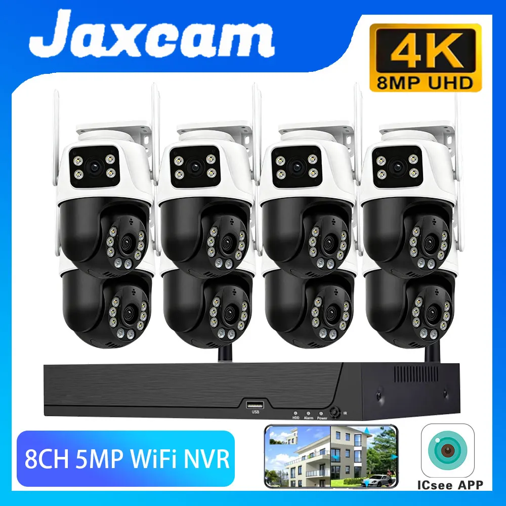 8MP Security Camera System IP Camera Wifi PTZ Camera Outdoor CCTV Color Night Vision Recordable System NVR Kit XMEye ICsee