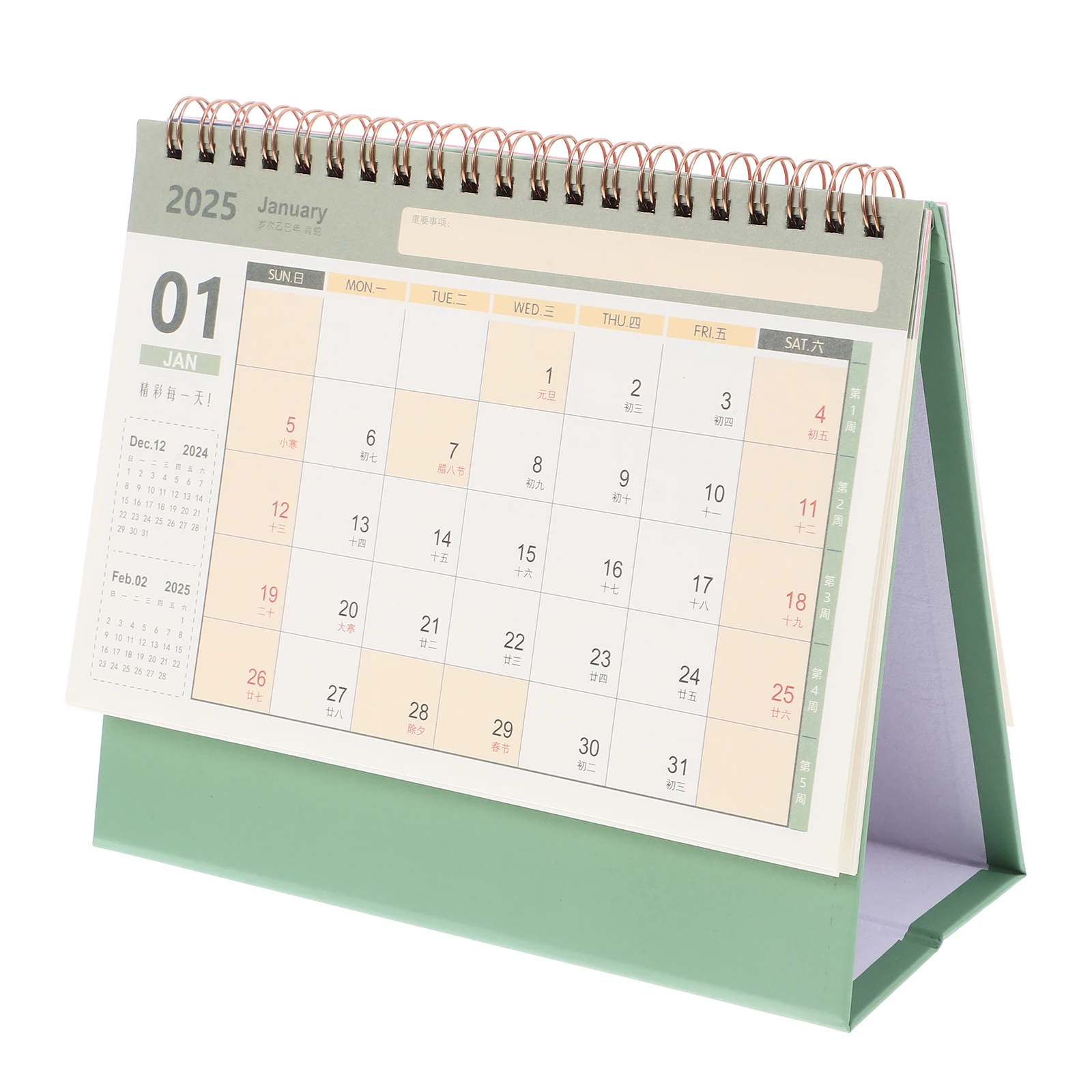 

Desk Calendar Month to View for Table Bronzing 2024-2025 Daily Small Paper Decorative Countdown Office