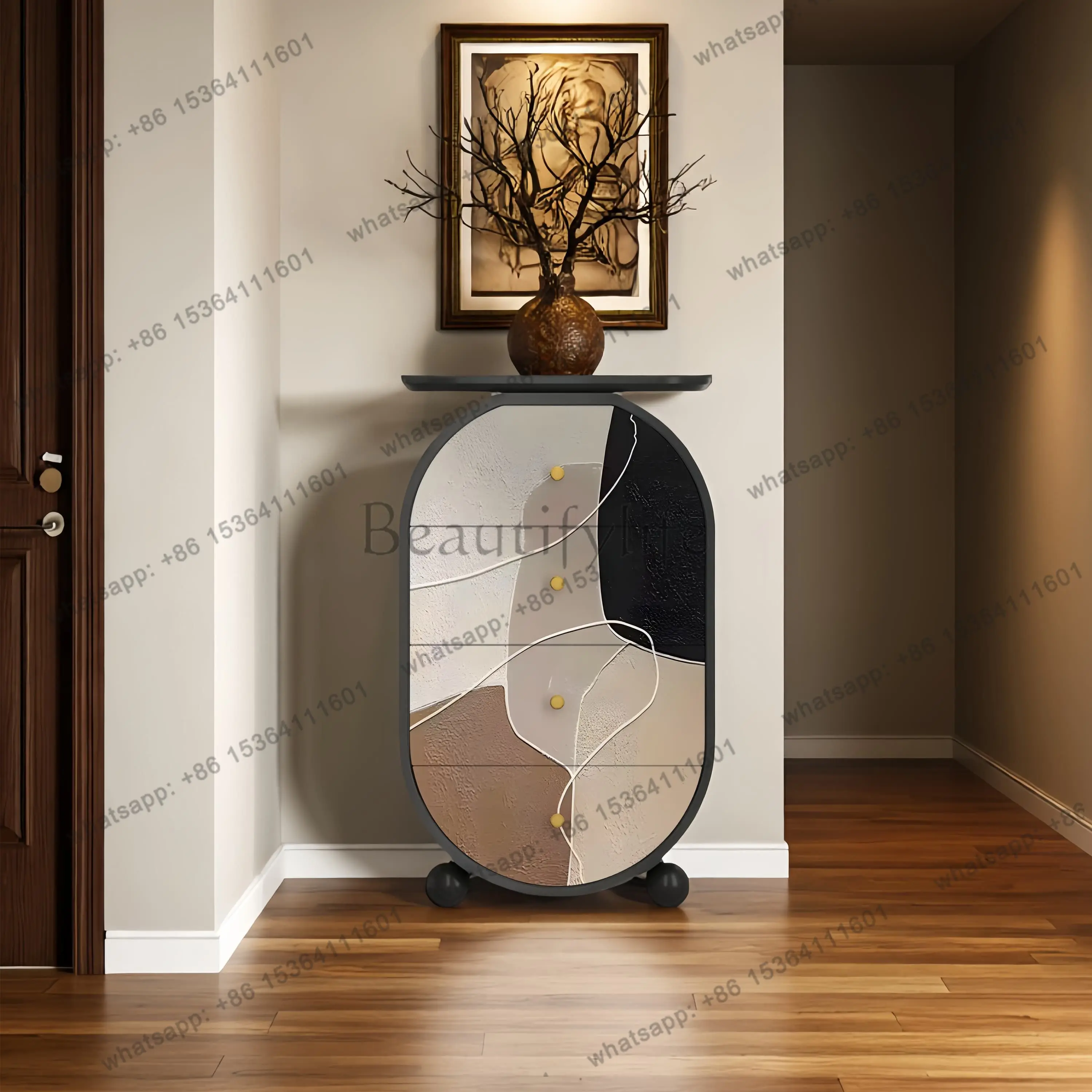 FG French modern solid wood living room, wall drawers, bedside lockers