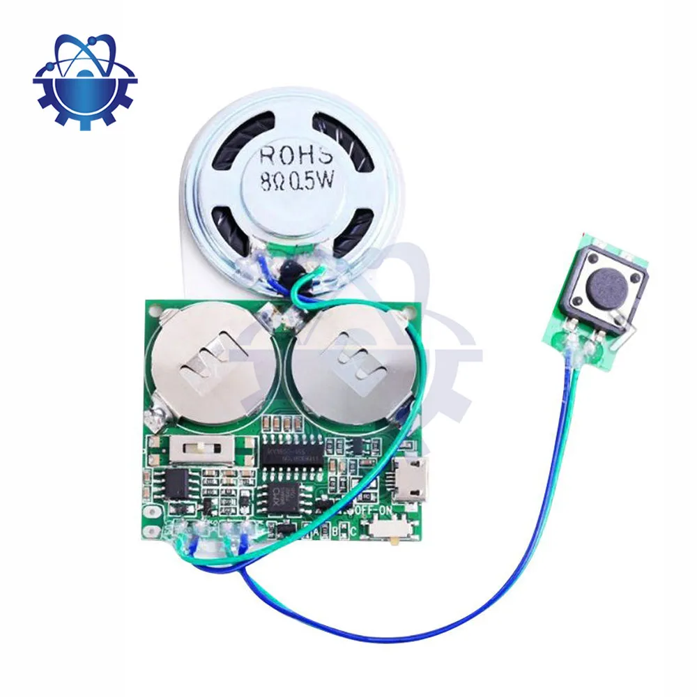 Recordable Sound Module Button Control Sound Chip 8M MP3 WAV Music Voice Player Programmable Board with Speaker for DIY