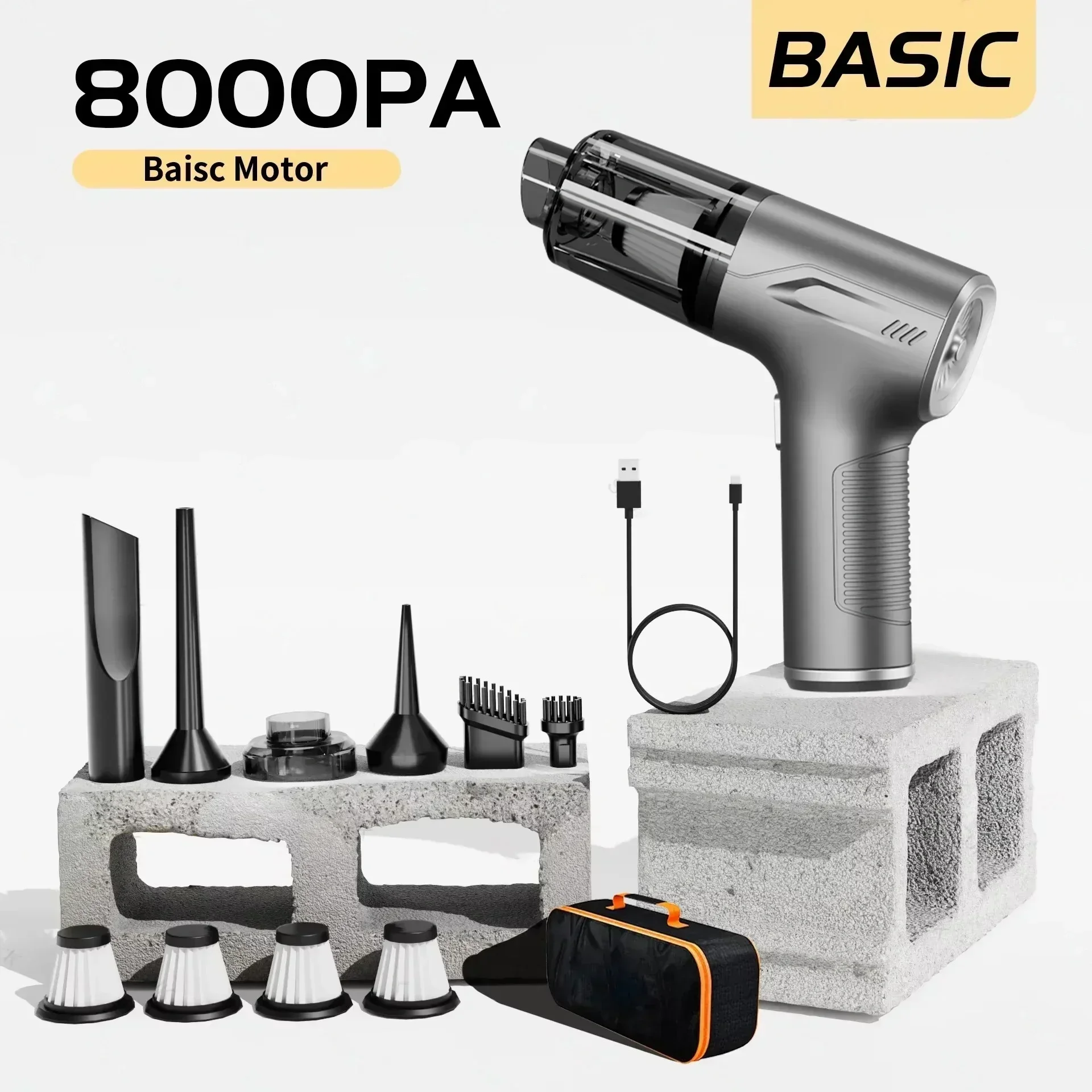 CENRR 98000PA Mini-autostofzuiger Draadloze krachtige draadloze autoreiniger Handheld draagbare stofzuiger Luchtpistool