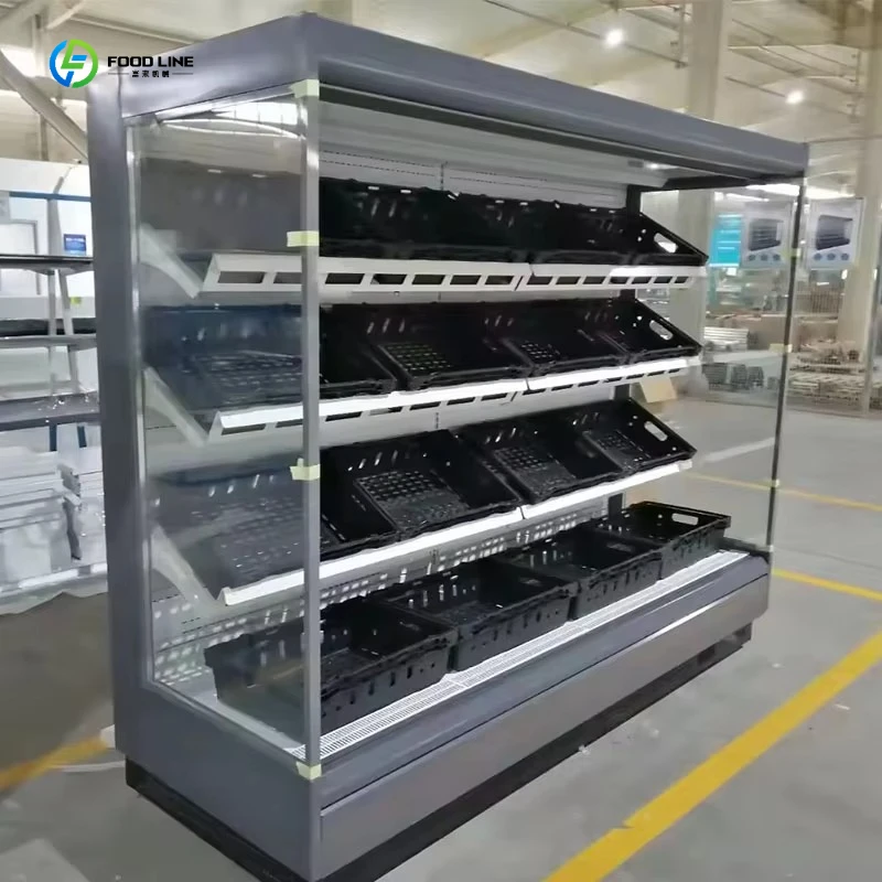 Fruit Vegetable Refrigerated Display Cabinet Commercial Cold Showcase for Supermarket FL Customized