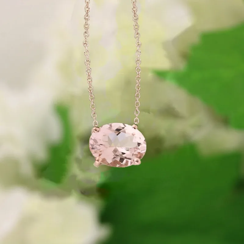925 Silvery 18K white golden plated artificial OVAL artificial Morganite egg shape Inlaid Morganite Luxury Fashion Suit