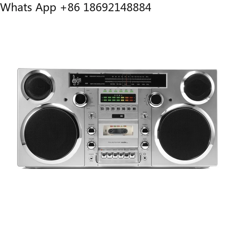 Large Retro CD Player Tape Player Radio with Wireless Bluetooth Audio and High Fidelity HIFI Sound Quality for All Compatible
