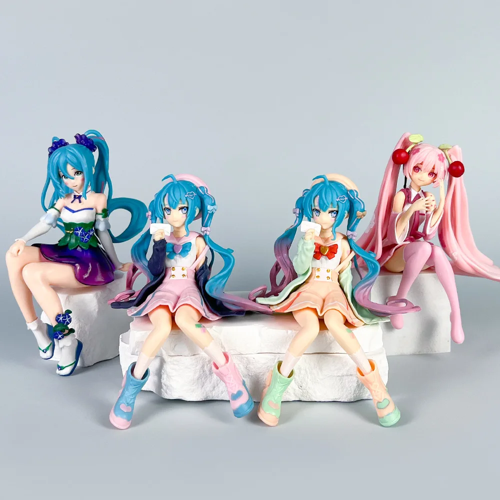 19 Style Sitting Posture Hatsune Miku Cinderella Anime PVC Figure Wonderland Action Doll Model Toy Kit