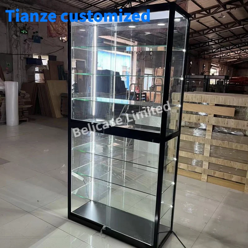 

（customized）High Quality FullLED light Aluminum Frame Wall Display Showcase Cabinet with Lock and SlidingReta