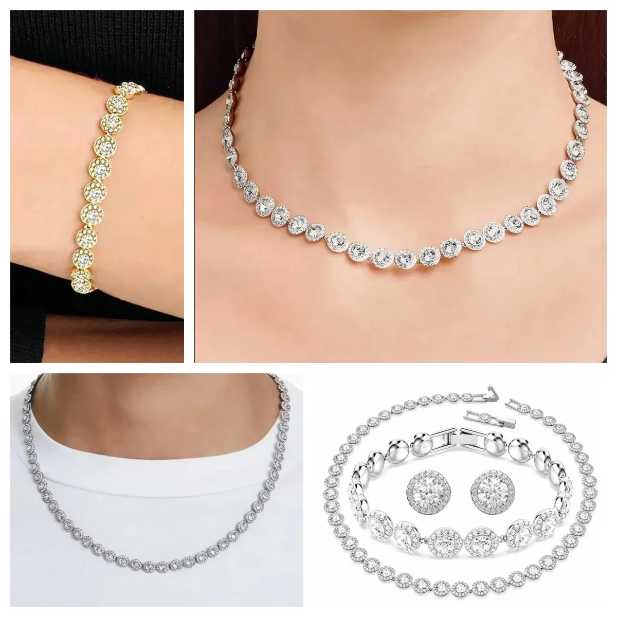 High-quality Classic Zircon Necklace, Bracelet, and Earring Set, S925 Silver, Gift, Party, Couple, Anniversary