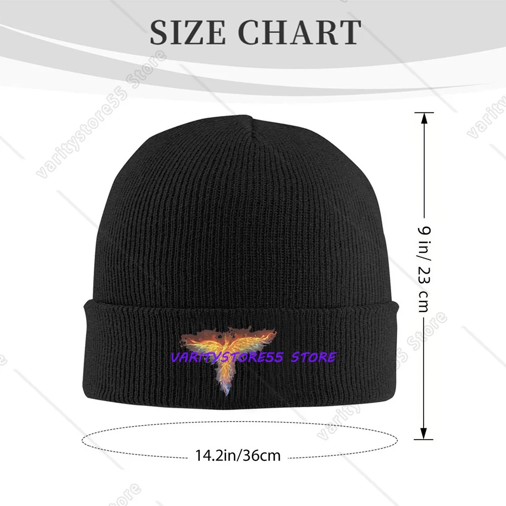 Colorful Phoenix Rising Fire Bird Beanie Black Soft Warm Winter Knit Hat, Mystical Flame Phoenix Skull Cap for Daily Wear