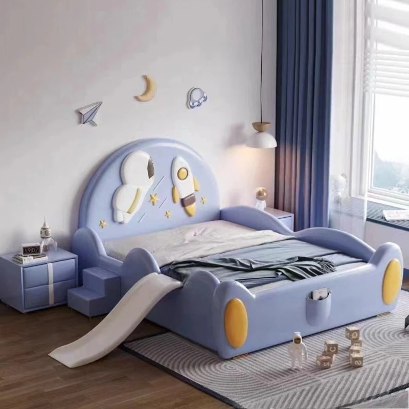 Space Space Roaming Simple Modern Single Cartoon Solid Wood Fence Boys Bed