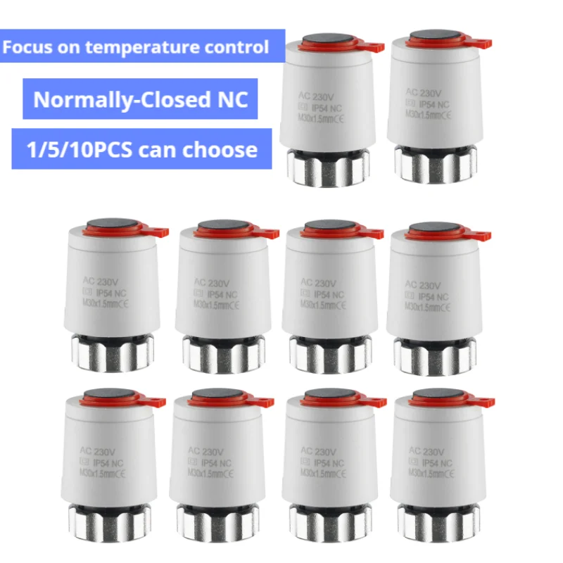 1/5/10pcs 230V Normally Closed NC M30*1.5mm Electric Thermal Actuator for Underfloor Heating TRV Thermostatic Radiator Valve