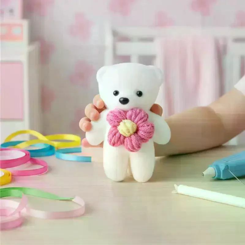 7/10Pcs Valentines Day Gift Bouquet Bear Ice Cream Flower Bear For Wedding Bouquet Cute Bear Beautiful Flower Gift Home Decor - view 4