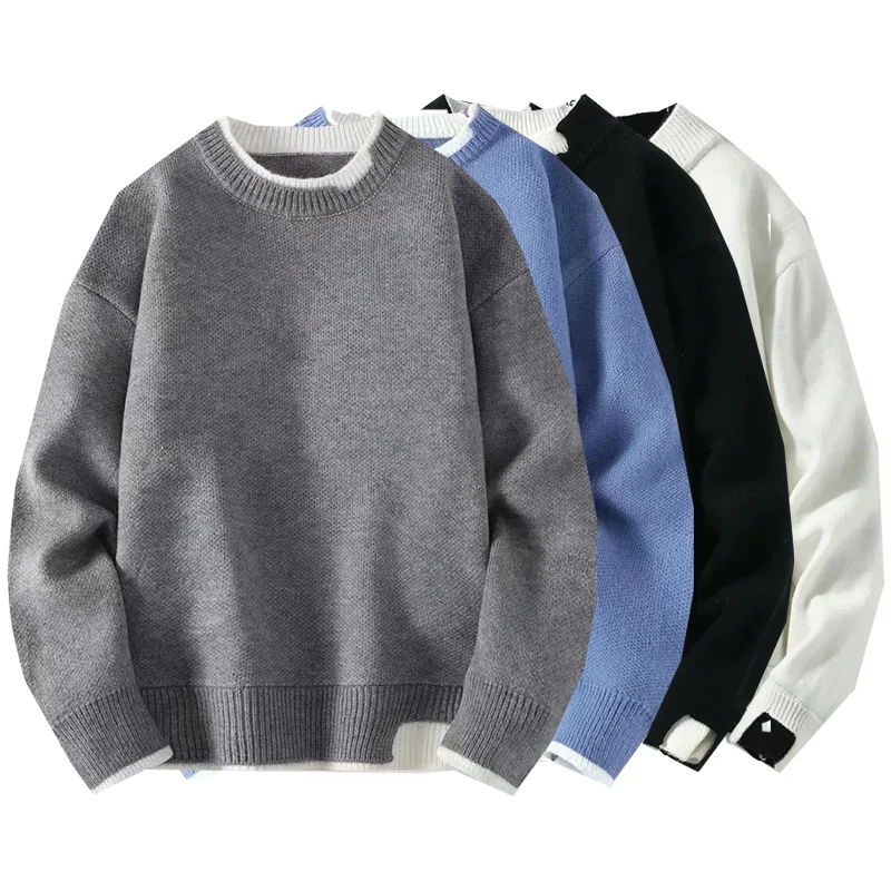 

Sweaters Men Long Sleeve Solid Fashion Knitted Hip Hop Pullover Male O-Neck Knitwear Casual Couple Male Sweaters Streetwear 3XL