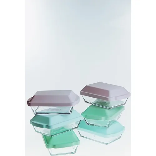 Rigging House 6 Pcs Rainbow Glass Rectangle Storage Container 350Ml