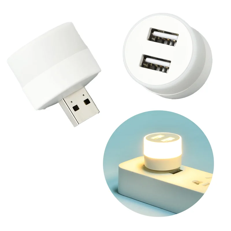 AD41-USB التوصيل مصباح الكمبيوتر المحمول شحن الطاقة USB كتاب صغير LED حماية العين القراءة ضوء الليل المستديرة ، دافئ