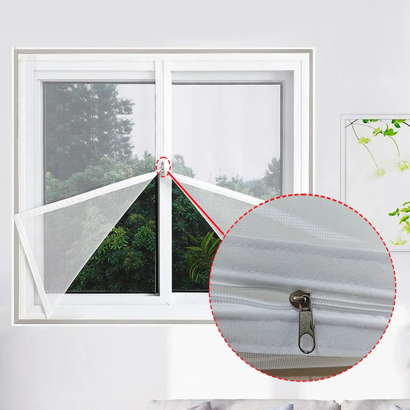 Finestra con cerniera bianca, finestra con schermo non perforata, resistente alle zanzare e alla polvere, maglia fine, rete invisibile, autoadesiva per la casa