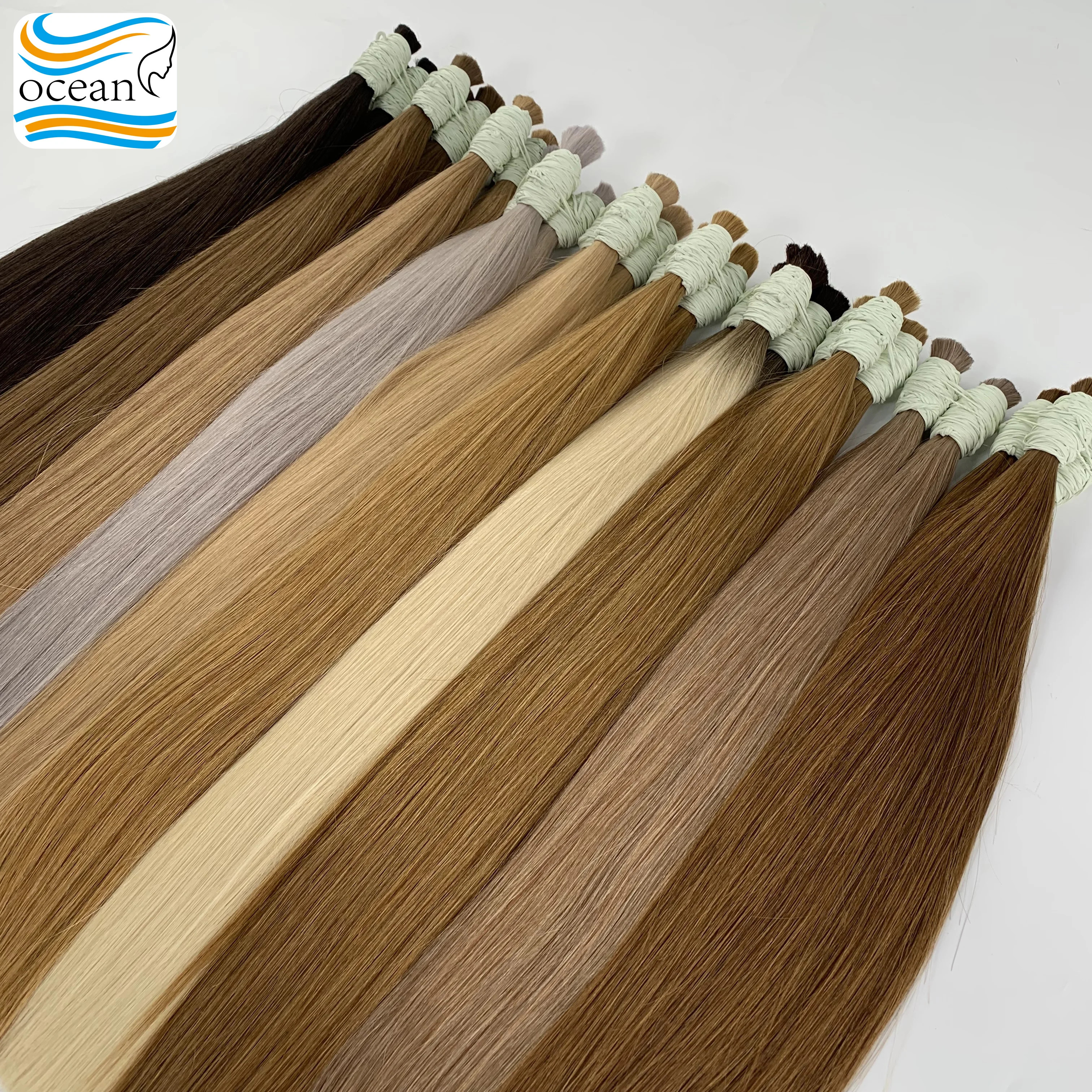 شعر بشري حقيقي لتضفير الشعر السائب بدون لحمة شعر مستقيم نسج حزم شعر ملونة طبيعية وصلات شعر أشقر