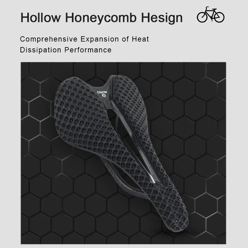 RIRO Bicycle Carbon Fiber Saddle 3D Printing Seat Ultra-Light and Breathable Hollow Honeycomb Cushion for Road Bike/MTB Parts