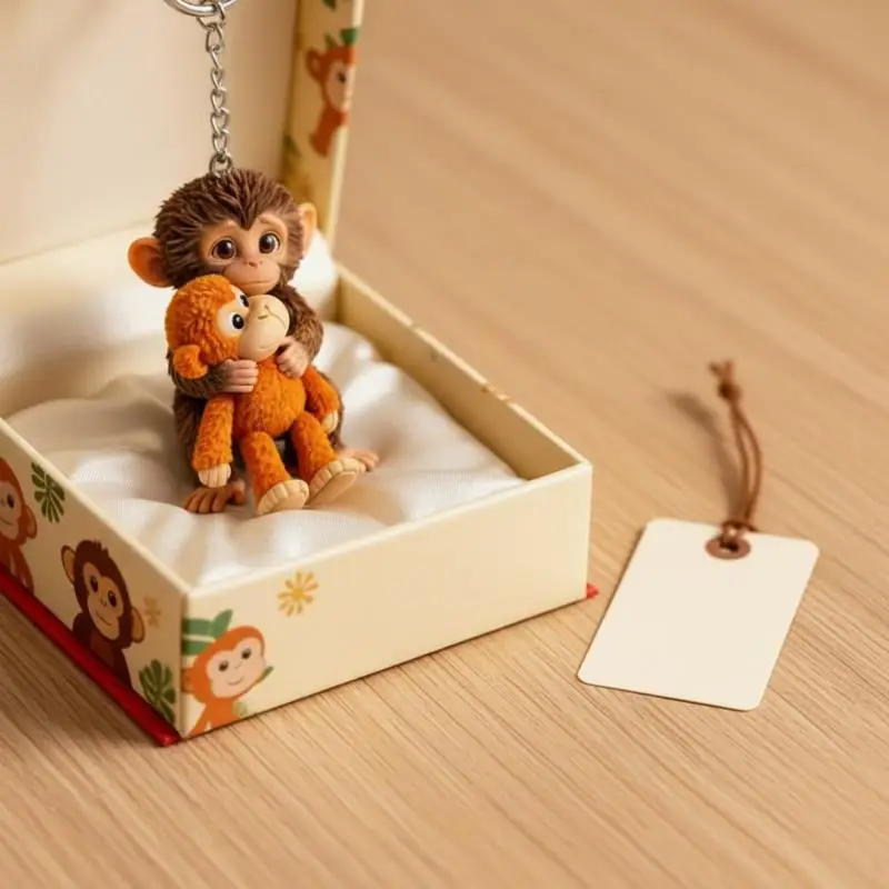 Punch The Monkey Keychain Cute Anime Plush Doll Bag Pendant Soft Stuffed Toy for Kids Backpacks
