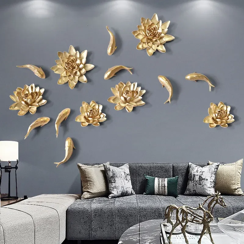 

Wall Sculpture Home Living Room Bedroom Office Hotel Wall Decoration European-style Creative Resin 3D Flower Art Decor Pendant