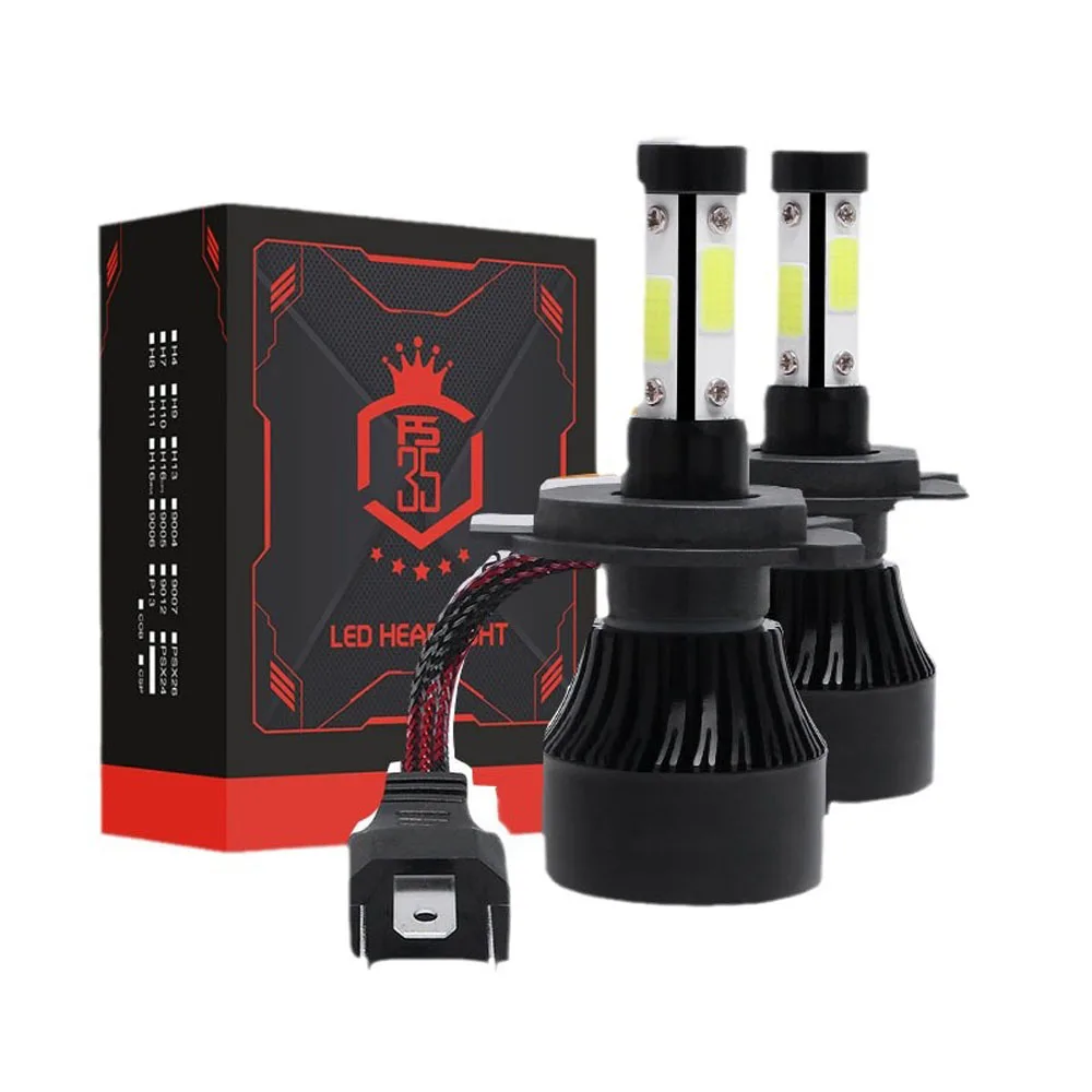 

2Pcs H4 H7 Sides LED 6500K H11 H9 H8 9004 9005 9006 9007 4 COB Car LED Headlight Bulbs Auto Led HB3 HB4 HB5 Headlamps 12V