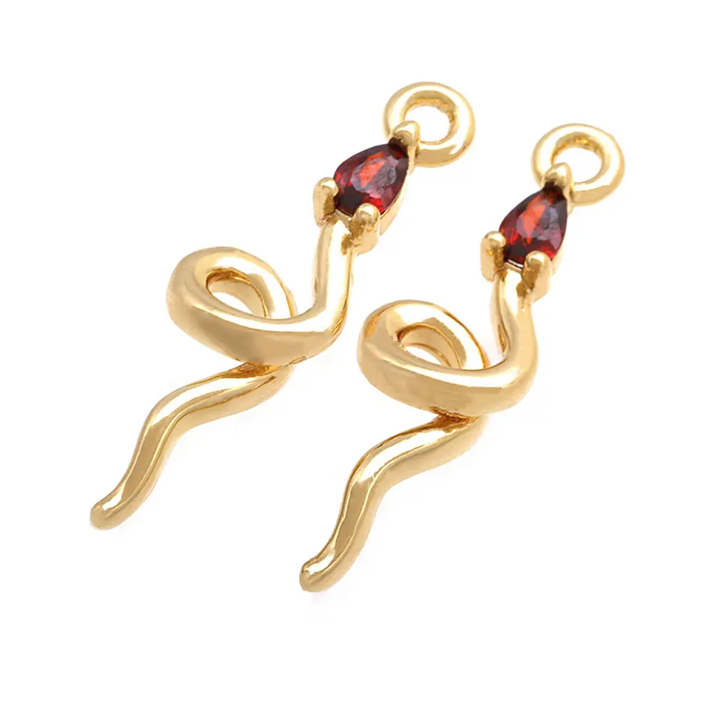 18K Gold Color Brass Zircon Snake Charms Pendants High Quality Necklace Earrings Jewelry Accessories Rosediy official-website